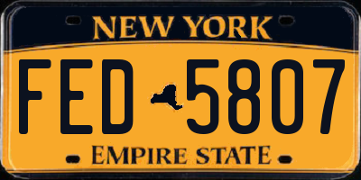 NY license plate FED5807