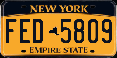 NY license plate FED5809