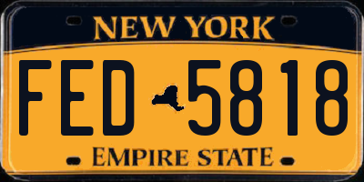 NY license plate FED5818