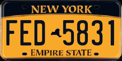 NY license plate FED5831