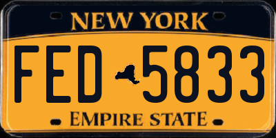 NY license plate FED5833