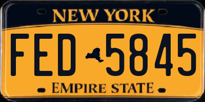 NY license plate FED5845