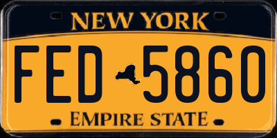 NY license plate FED5860