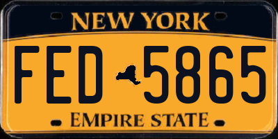 NY license plate FED5865