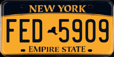 NY license plate FED5909