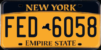 NY license plate FED6058