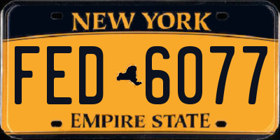 NY license plate FED6077