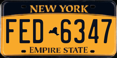 NY license plate FED6347