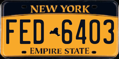 NY license plate FED6403