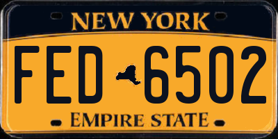 NY license plate FED6502