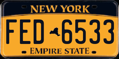NY license plate FED6533