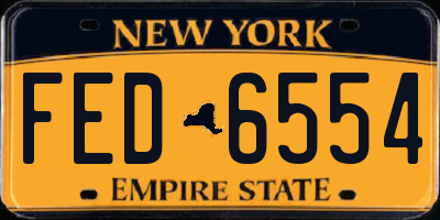 NY license plate FED6554