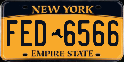 NY license plate FED6566