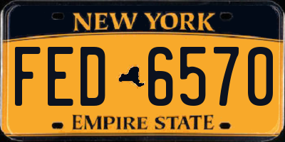NY license plate FED6570