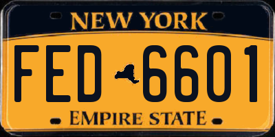 NY license plate FED6601