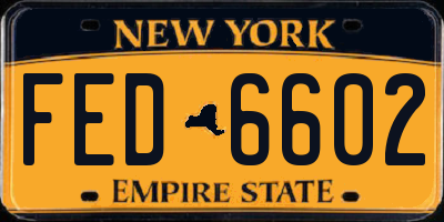 NY license plate FED6602