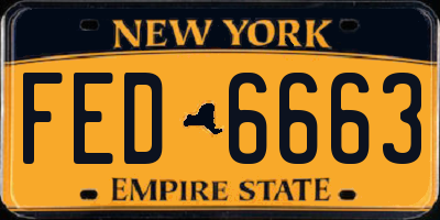 NY license plate FED6663