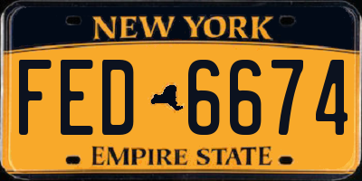 NY license plate FED6674