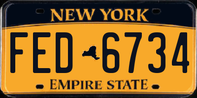 NY license plate FED6734