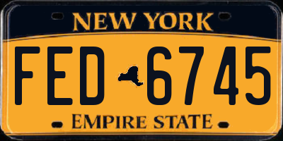 NY license plate FED6745