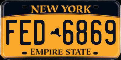 NY license plate FED6869