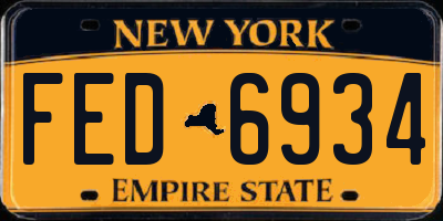 NY license plate FED6934