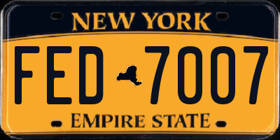 NY license plate FED7007