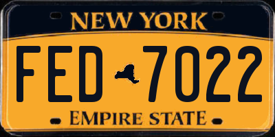 NY license plate FED7022