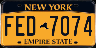 NY license plate FED7074