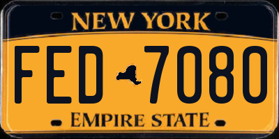 NY license plate FED7080
