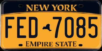 NY license plate FED7085