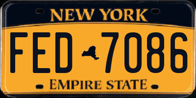 NY license plate FED7086