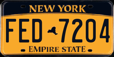 NY license plate FED7204