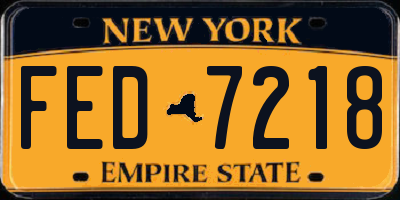NY license plate FED7218
