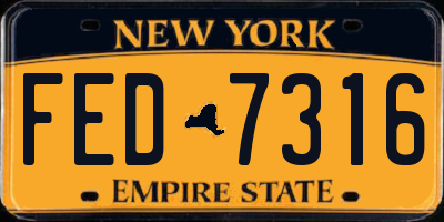 NY license plate FED7316