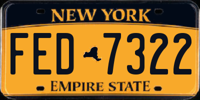 NY license plate FED7322