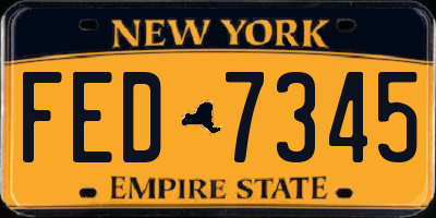 NY license plate FED7345
