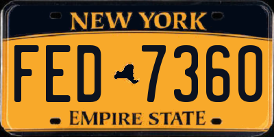 NY license plate FED7360