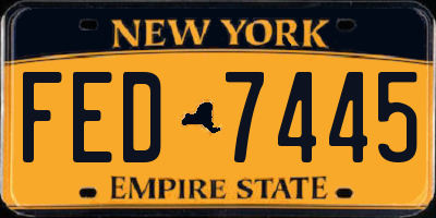 NY license plate FED7445