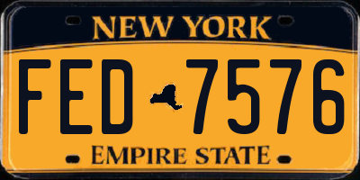 NY license plate FED7576