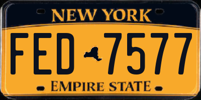 NY license plate FED7577