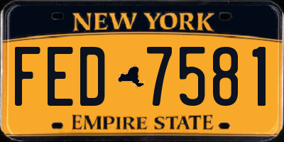 NY license plate FED7581