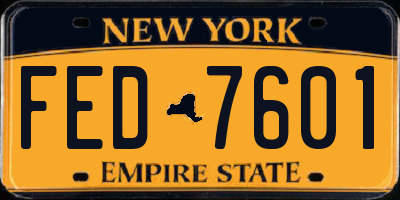 NY license plate FED7601