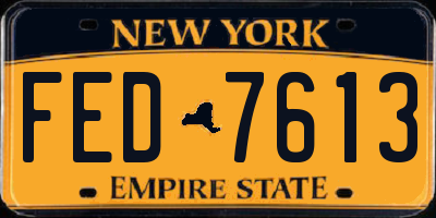 NY license plate FED7613