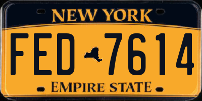 NY license plate FED7614