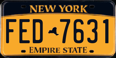 NY license plate FED7631