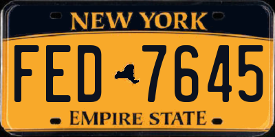 NY license plate FED7645