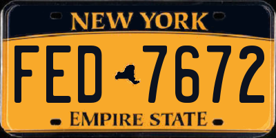 NY license plate FED7672