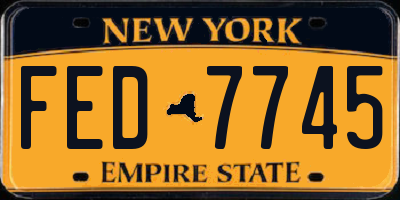 NY license plate FED7745