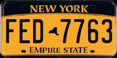 NY license plate FED7763